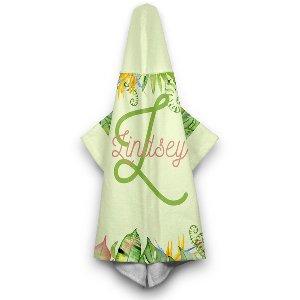 Tropical Leaves Border Hooded Towel - Hanging