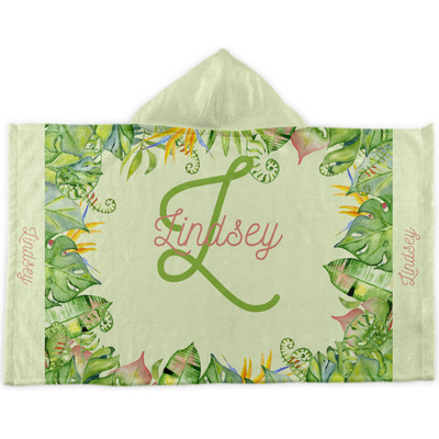 Tropical Leaves Border Kids Hooded Towel (Personalized)