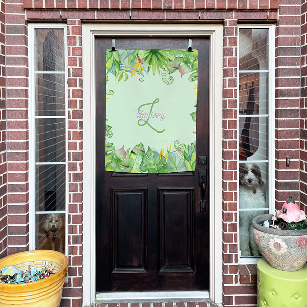 Tropical Leaves Border House Flags - Double Sided - (Over the door) LIFESTYLE