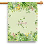 Tropical Leaves Border 28" House Flag (Personalized)