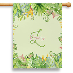 Tropical Leaves Border 28" House Flag - Double Sided (Personalized)