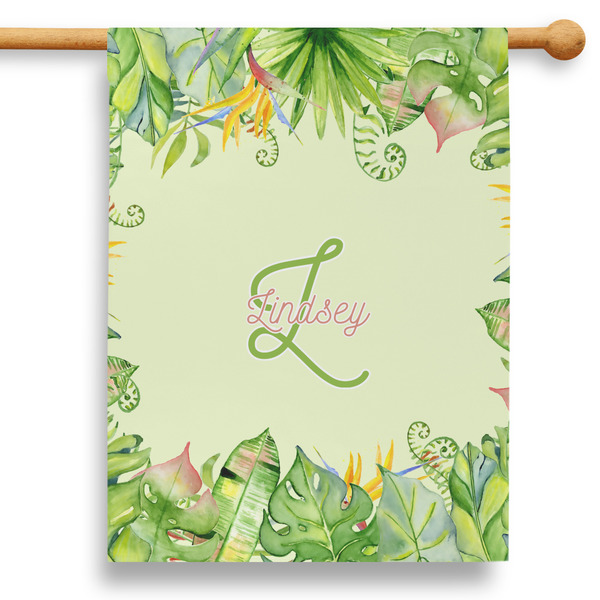Custom Tropical Leaves Border 28" House Flag - Single Sided (Personalized)