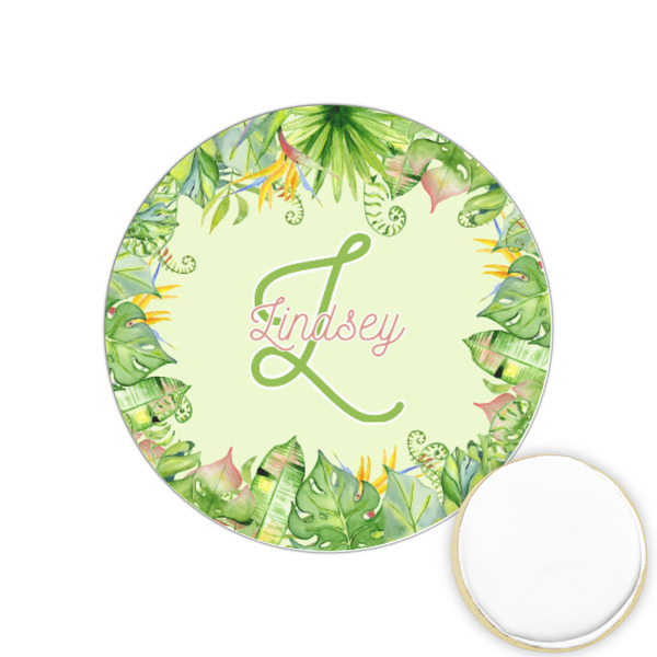 Custom Tropical Leaves Border Printed Cookie Topper - 1.25" (Personalized)