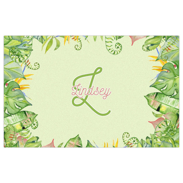 Tropical Leaves Border Indoor / Outdoor Rug - 5'x8' - Front Flat