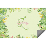 Tropical Leaves Border Indoor / Outdoor Rug - 6'x8' w/ Name and Initial