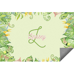 Tropical Leaves Border Indoor / Outdoor Rug (Personalized)