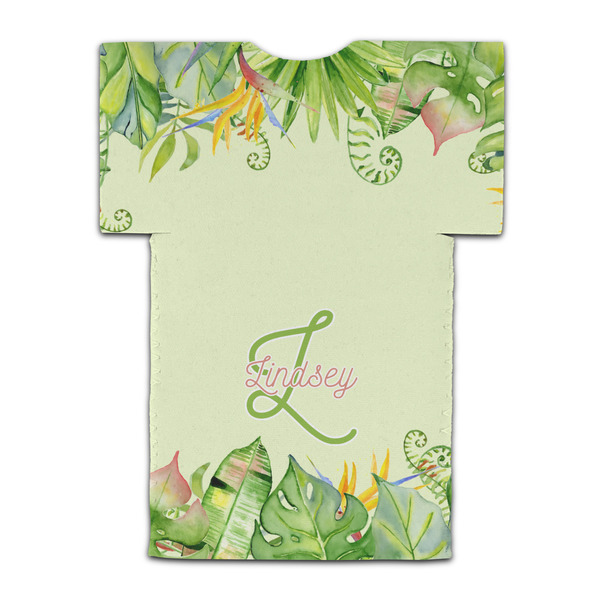 Tropical Leaves Border Jersey Bottle Cooler - BACK (flat)