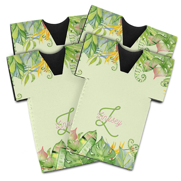 Tropical Leaves Border Jersey Bottle Cooler - Set of 4 - MAIN (flat)