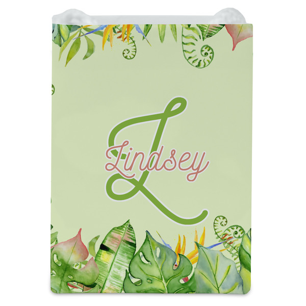 Tropical Leaves Border Jewelry Gift Bag - Gloss - Front
