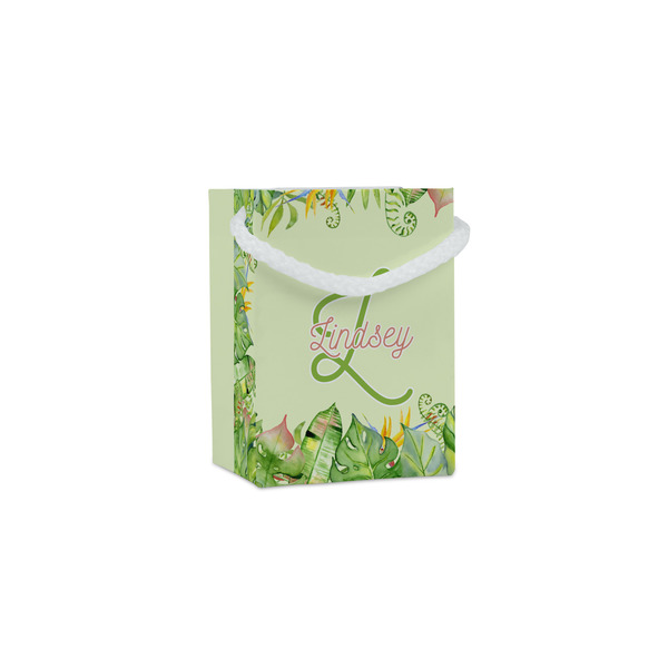 Custom Tropical Leaves Border Jewelry Gift Bags (Personalized)