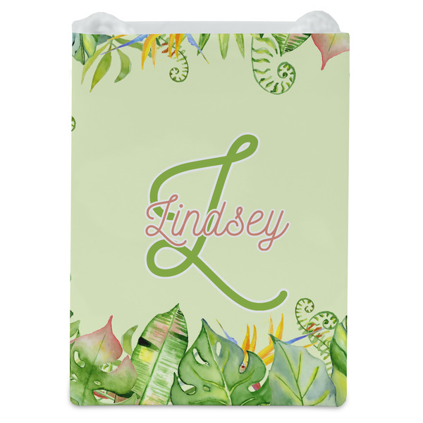Tropical Leaves Border Jewelry Gift Bag - Matte - Front
