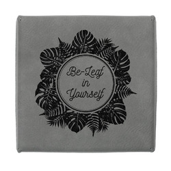 Tropical Leaves Border Jewelry Gift Box - Engraved Leather Lid (Personalized)