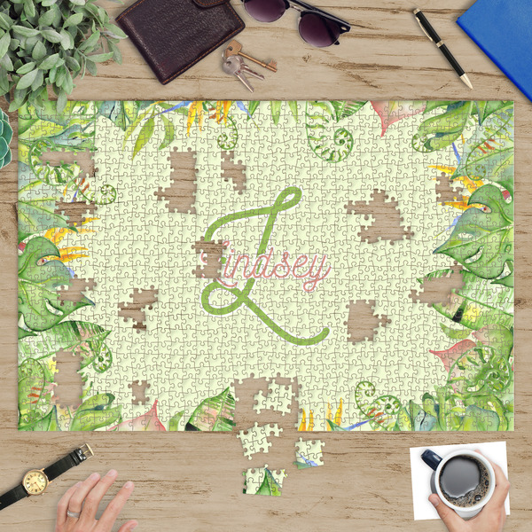 Tropical Leaves Border Jigsaw Puzzle 1014 Piece - In Context