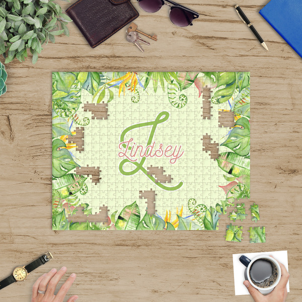 Tropical Leaves Border Jigsaw Puzzle 500 Piece - In Context