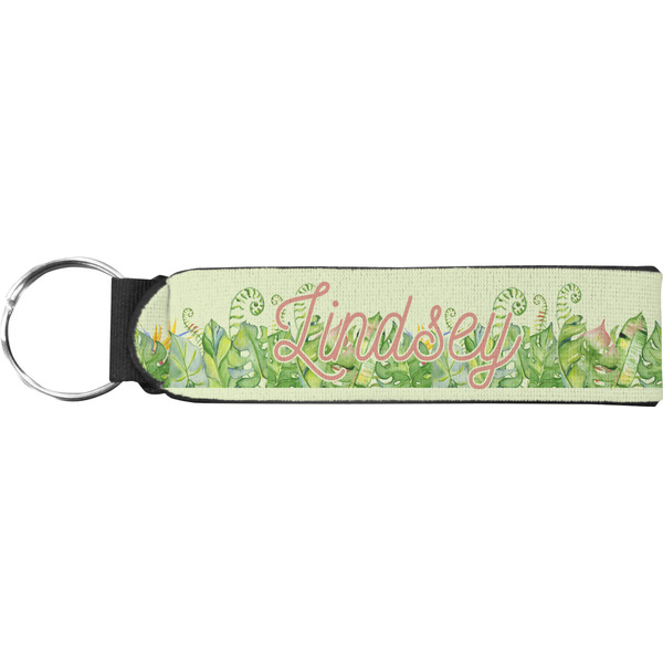 Custom Tropical Leaves Border Neoprene Keychain Fob (Personalized)