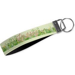 Tropical Leaves Border Webbing Keychain Fob - Large (Personalized)