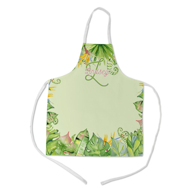 Custom Tropical Leaves Border Kid's Apron - Medium (Personalized)