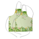 Tropical Leaves Border Kid's Apron w/ Name and Initial