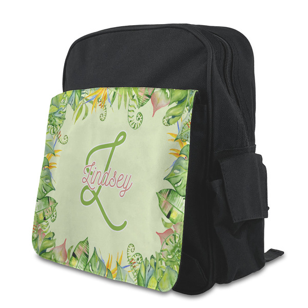 Custom Tropical Leaves Border Preschool Backpack (Personalized)