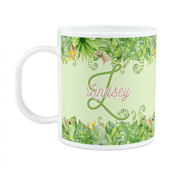 Custom Tropical Leaves Border Plastic Kids Mug (Personalized)