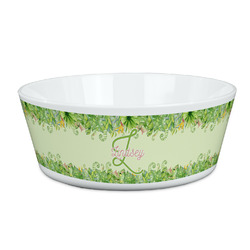 Tropical Leaves Border Kid's Bowl (Personalized)