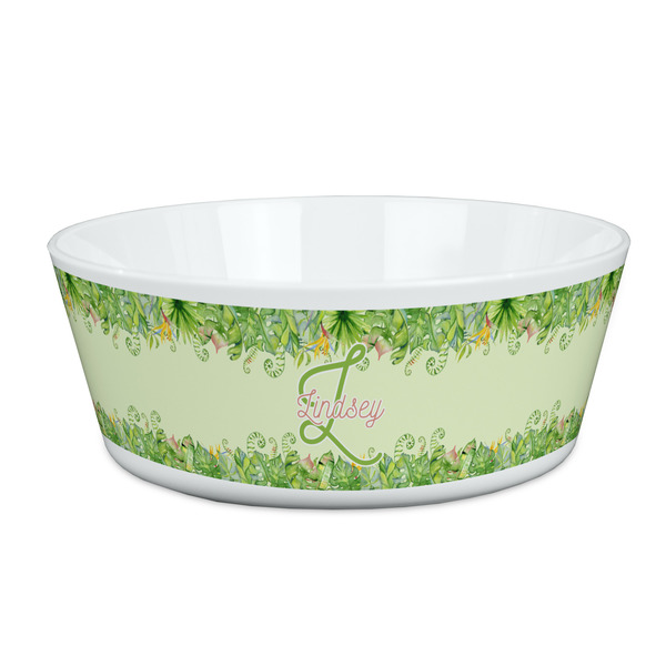 Custom Tropical Leaves Border Kid's Bowl (Personalized)