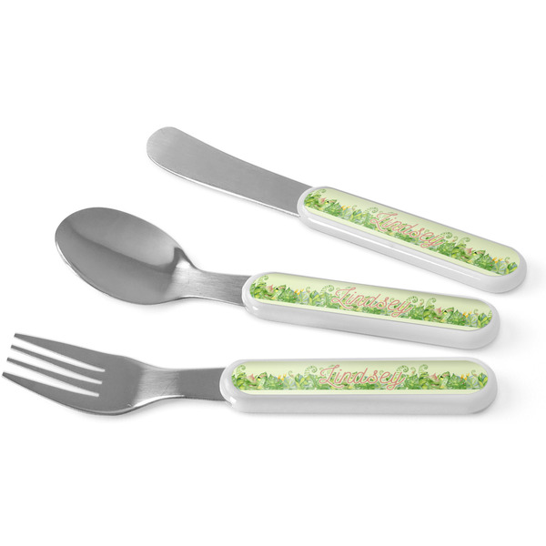 Custom Tropical Leaves Border Kid's Flatware (Personalized)