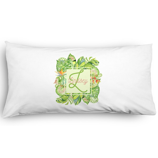 Custom Tropical Leaves Border Pillow Case - King - Graphic (Personalized)