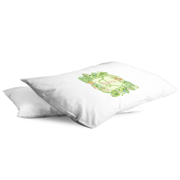Tropical Leaves Border King Pillow Case - TWO (partial print)