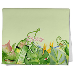 Tropical Leaves Border Kitchen Towel - Poly Cotton w/ Name and Initial