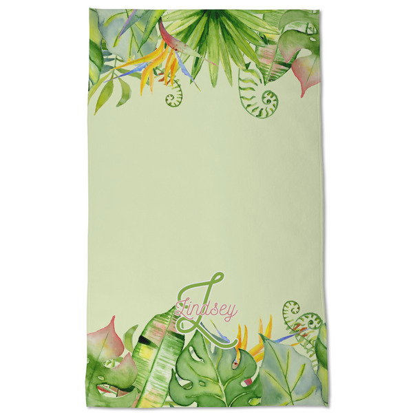 Tropical Leaves Border Kitchen Towel - Poly Cotton - Full Front