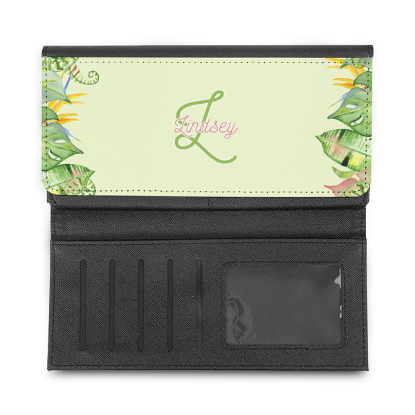 Tropical Leaves Border Ladies Wallet - Half Way Open