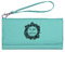 Tropical Leaves Border Ladies Wallet - Leather - Teal - Front View