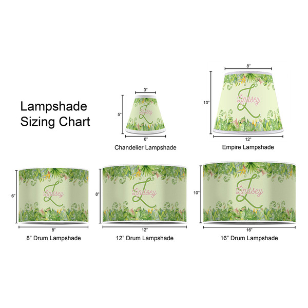 Tropical Leaves Border Lampshade Sizing Chart
