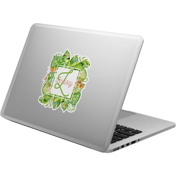 Custom Tropical Leaves Border Laptop Decal (Personalized)