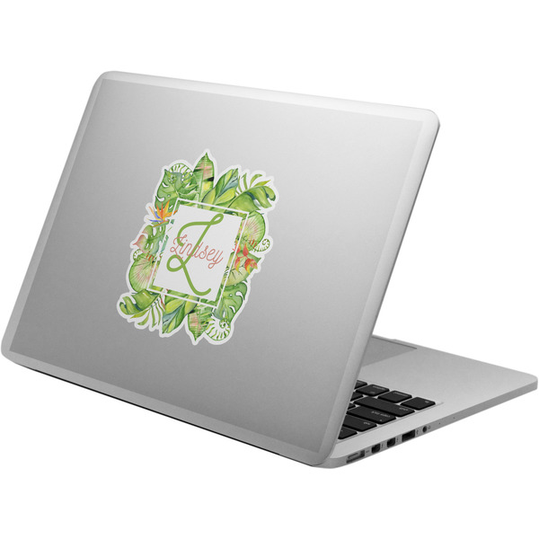 Custom Tropical Leaves Border Laptop Decal (Personalized)