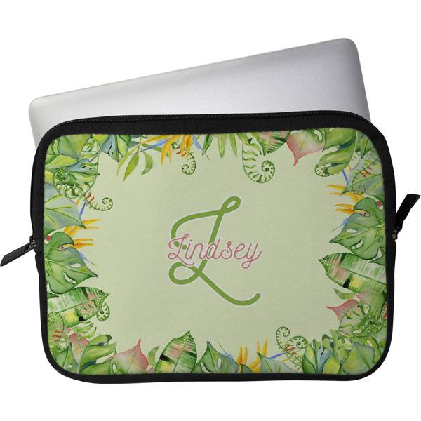 Custom Tropical Leaves Border Laptop Sleeve / Case - 15" (Personalized)