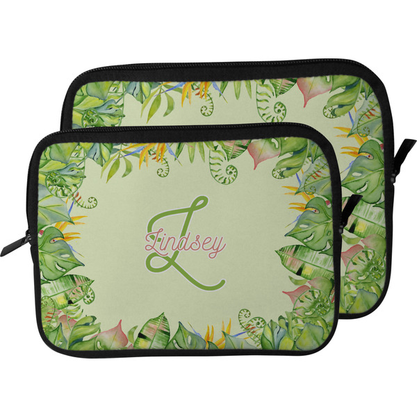 Tropical Leaves Border Laptop Sleeve (Size Comparison)