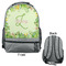 Tropical Leaves Border Large Backpack - Gray - Front & Back View