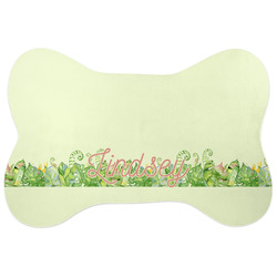 Tropical Leaves Border Bone Shaped Dog Food Mat (Large) (Personalized)