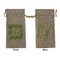 Tropical Leaves Border Large Burlap Gift Bags - Front & Back