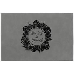 Tropical Leaves Border Large Gift Box w/ Engraved Leather Lid (Personalized)