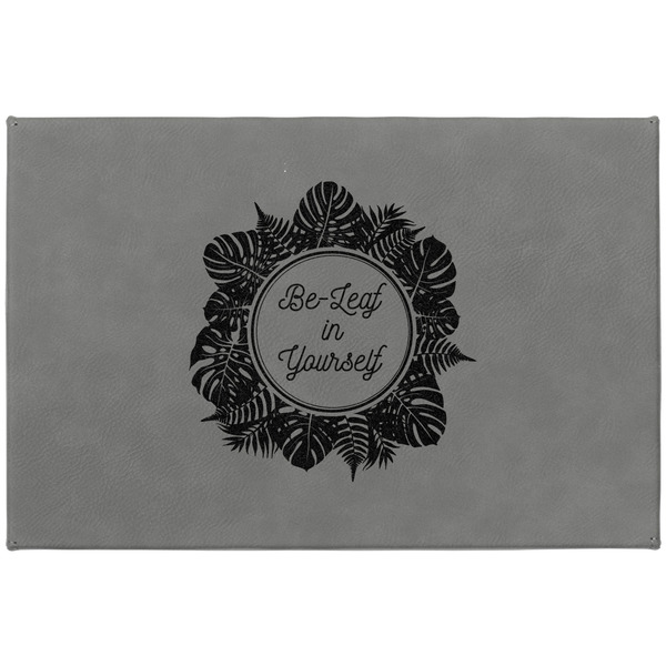 Tropical Leaves Border Large Engraved Gift Box with Leather Lid - Approval