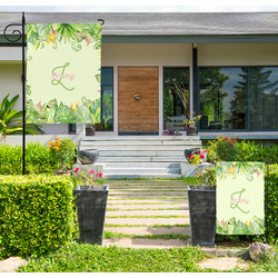 Tropical Leaves Border Large Garden Flag - Double Sided (Personalized)