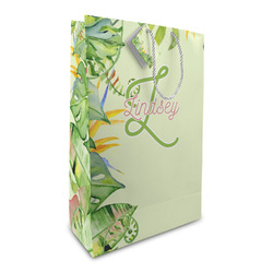 Tropical Leaves Border Large Gift Bag (Personalized)