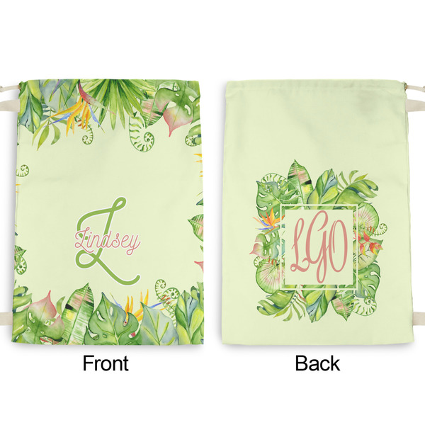 Tropical Leaves Border Large Laundry Bag - Front & Back View