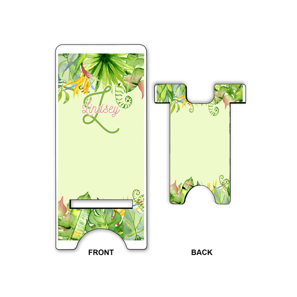 Tropical Leaves Border Large Phone Stand - Front & Back