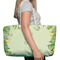 Tropical Leaves Border Large Rope Tote Bag - In Context View