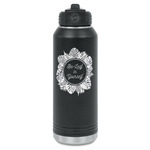 Tropical Leaves Border Water Bottles - Laser Engraved - Front & Back (Personalized)