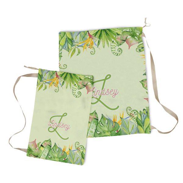 Tropical Leaves Border Laundry Bag - Both Bags